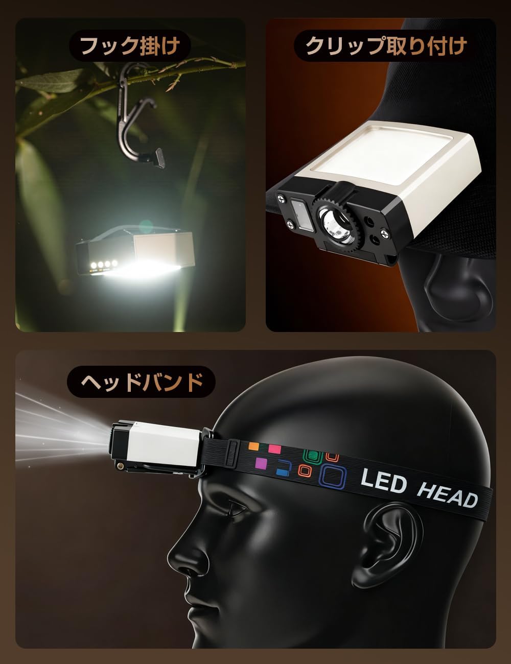 Aestiquo T66 ヘッドライト - 1000ルーメン 高感度ハンドセンサー 180°調節 虫よけ赤色LED 5モード 防水 超軽量 アウトドア キャンプ 夜釣り 防災-ヘッドランプ-Aestiquo