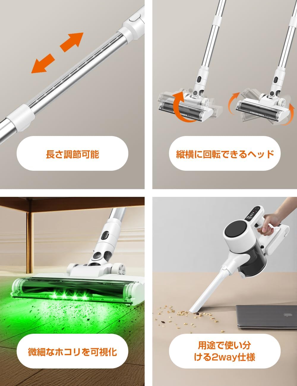 Aestiquo コードレス掃除機|55kPa超強力|2025新モデル|充電スタンド付|PSE認証