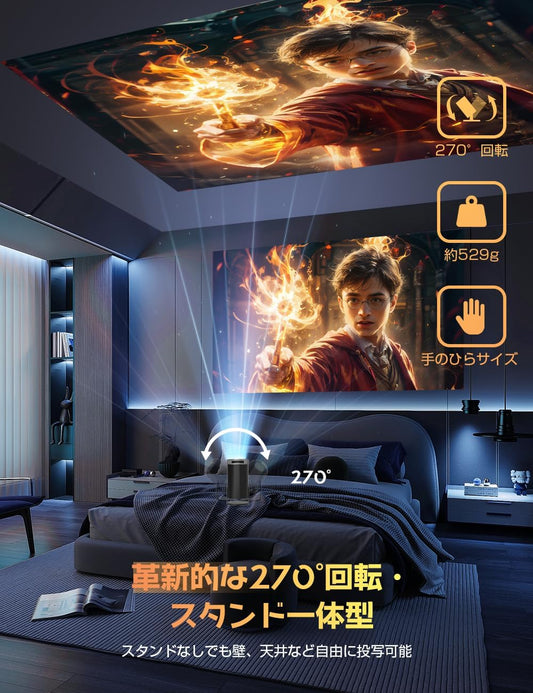 Aestiquo P1 Kompaktprojektor | 4K-kompatibel, automatische Trapezkorrektur, Deckenprojektion