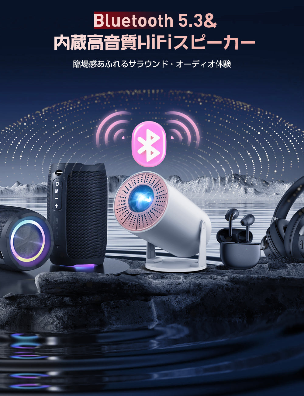 【最新Android TV 13.0搭載&270°回転】プロジェクター 20000LM 天井投影 1080P WIFI6 自動台形補正 4K対応 Bluetooth5.3 小型 ホームプロジェクター 家庭用 スタンド一体型 内蔵HiFi 短距離投影 50%ズーム IOS/Android/PC/DVD/PS4/SWITCH対応