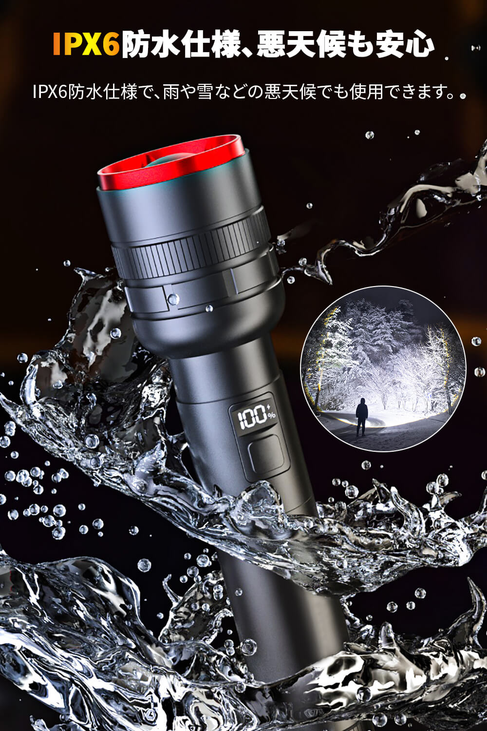 AESTIQUO プロ用ズームライト M35 | 16000LM超輝度・5000mAhType-C充電・4モード防災対応