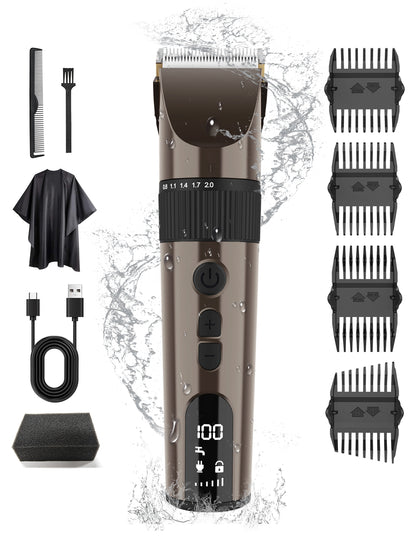 「新登場・6段階スピード調節」電動バリカン ヘアーカッター バリカン メンズ IPX7防水 安全ロック TYPE-C充電式 リミットコーム8個付き 散髪用 子供用 家庭用 業務用 led電量表示 水洗い可 メンズ/子供/家庭/業務用ばりかん プロ仕様