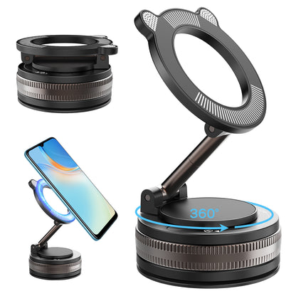 スマホホルダー 車 マグネット【24×N55磁石+真空吸盤】360度多角度調節 Mag-safeホルダー 片手操作 1秒で着脱 高級合金素材 スマホスタンド 車載スマホホルダー 携帯ホルダー 折りたたみ式 ナノゲル吸着 iPhone&Android多機種と多車種対応