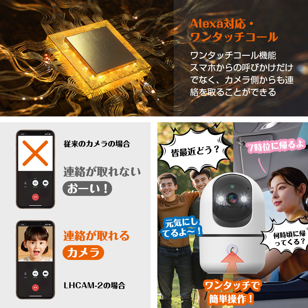 AESTIQUO ネットワークカメラ alexa対応 ワンタッチコール 防犯カメラ 300万画素 フルHD 2.4G Wi-Fiカメラ Bluetooth ペットカメラ 夜間撮影 監視カメラ モーションセンサー付き カメラ 見守り 赤外線カメラ ベビーカメラ 遠隔操作 警報通知 室内 自動追尾 動体検知 双方向通話 常時録画 スマホ対応 高齢者 赤ちゃん 犬 猫 ホーム&オフィス用