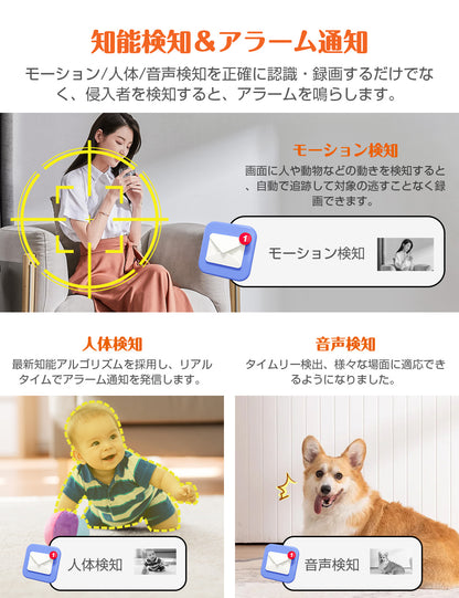 【 Bluetooth接続・5G対応】AESTIQUO 600万高画素 防犯カメラ 室内屋外兼用 監視カメラ ワイヤレス 6MP 遠距離暗視 H.265動画圧縮 夜間カラー撮影 パン/チルト 360°広角撮影 常時録画 人体検知 発光威嚇 双方向音声 家族共有 IP66防水 遠隔操作 警報通知 玄関/店/自宅見守りカメラ Ptz SDカード/クラウド保存