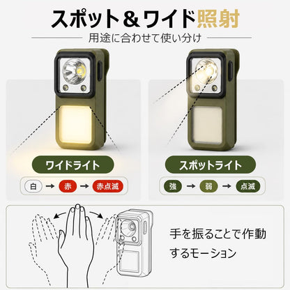 ランニングライト クリップ式｜700ルーメン・手かざしセンサー・IPX7防水・USB-C充電【Aestiquo】