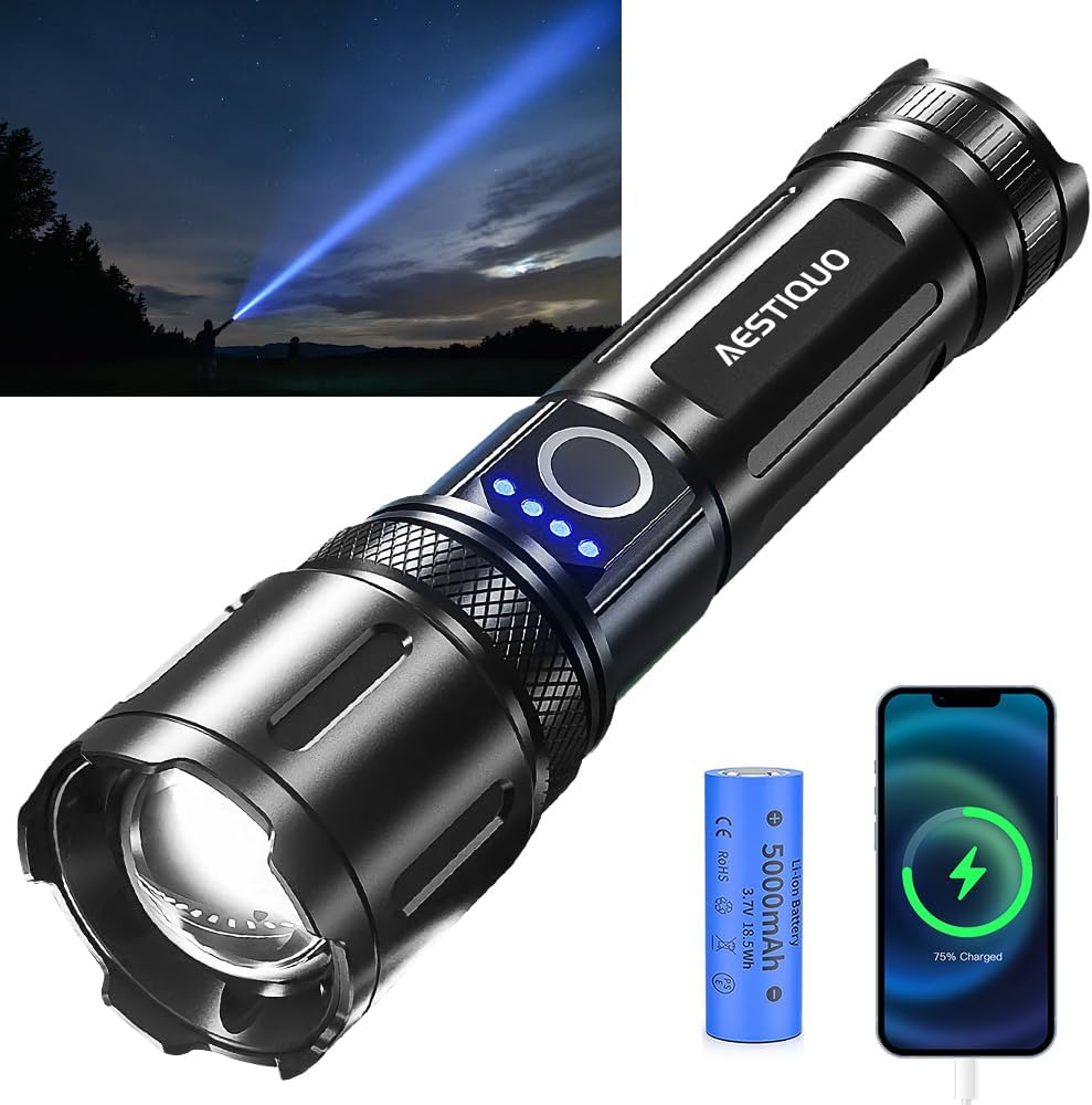 AESTIQUO プロ用ズームライト M26 | 5000mAh長续航・耐衝撃2M・Type-C充電（防災/作業に最適）