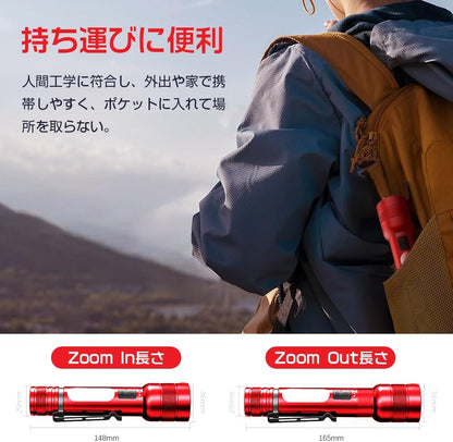 AESTIQUO 防災用強力ライト M19 | 3000mAh大容量・耐衝撃2M・ズーム/点滅対応