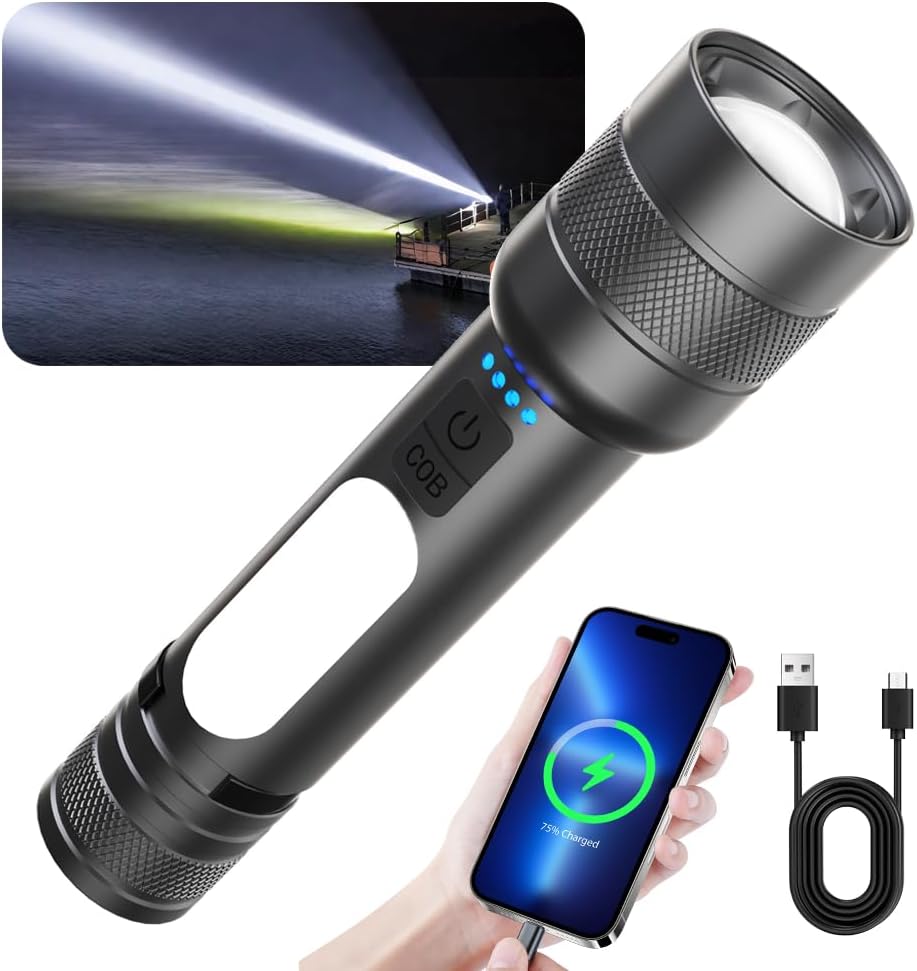 AESTIQUO 防災用強力ライト M19 | 3000mAh大容量・耐衝撃2M・ズーム/点滅対応