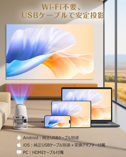 Aestiquo Q1 Projektor, hohe Helligkeit, 1080p- und 4K-Unterstützung, 270°-Drehung, automatische Trapezkorrektur, Bluetooth 5.3, für den Heimgebrauch