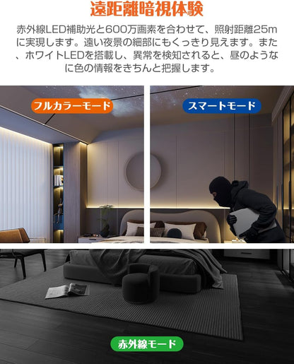 6MP高画質・AI自動追跡｜Aestiquo 防犯カメラ LHCAM-01 屋内外兼用 パンチルト360°