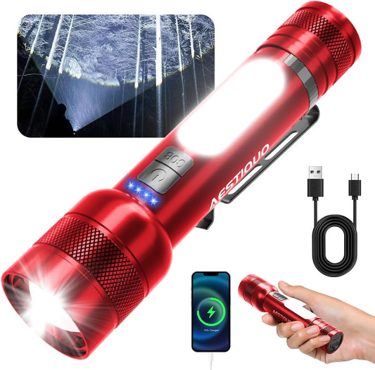 AESTIQUO 防災用強力ライト M19 | 3000mAh大容量・耐衝撃2M・ズーム/点滅対応