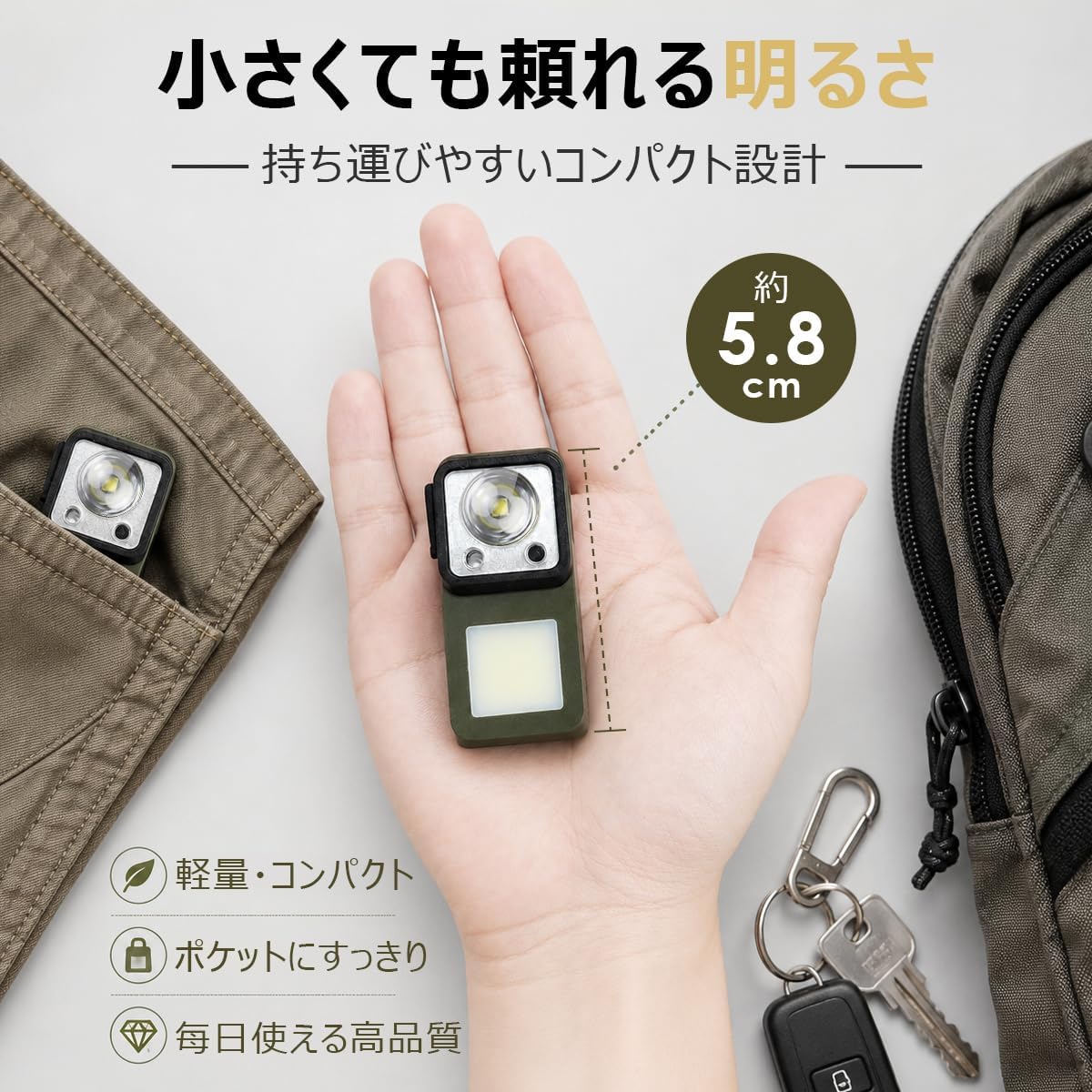 ランニングライト クリップ式｜700ルーメン・手かざしセンサー・IPX7防水・USB-C充電【Aestiquo】