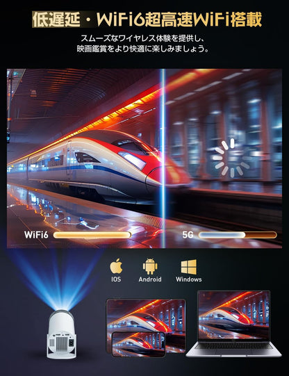 Aestiquo P1 Android TV搭載 プロジェクター | 自動台形補正・270°回転スタンド | 20000ルーメン・4K対応・350インチ大画面