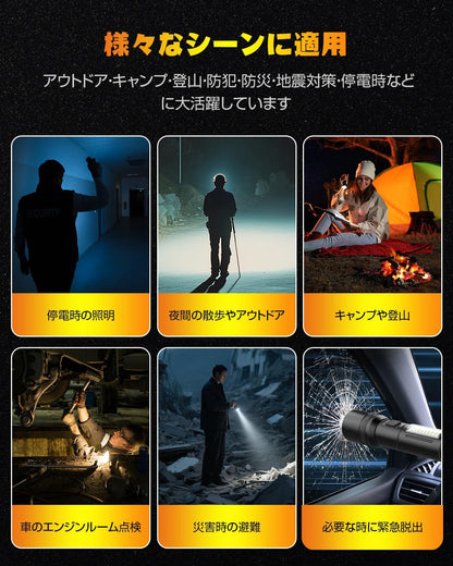 AESTIQUO 軍用グレードライト M39 | XHP160チップ・COB作業灯・Type-C充電 耐衝撃3M