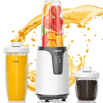 Happilaff ミキサー ジューサー パワフル コーヒーミル 一台多役 最大850Ｗハイパワー 三つボトル 670ml*2&300ml ミルミキサー ブレンダー 持ち運び 氷も砕ける ボトルミキサー スムージーミキサー 使用簡単 お手入れが簡単 栄養補充 離乳食/ナッツ/果物/野菜ミキサー 誕生日/お祝いのプレゼント