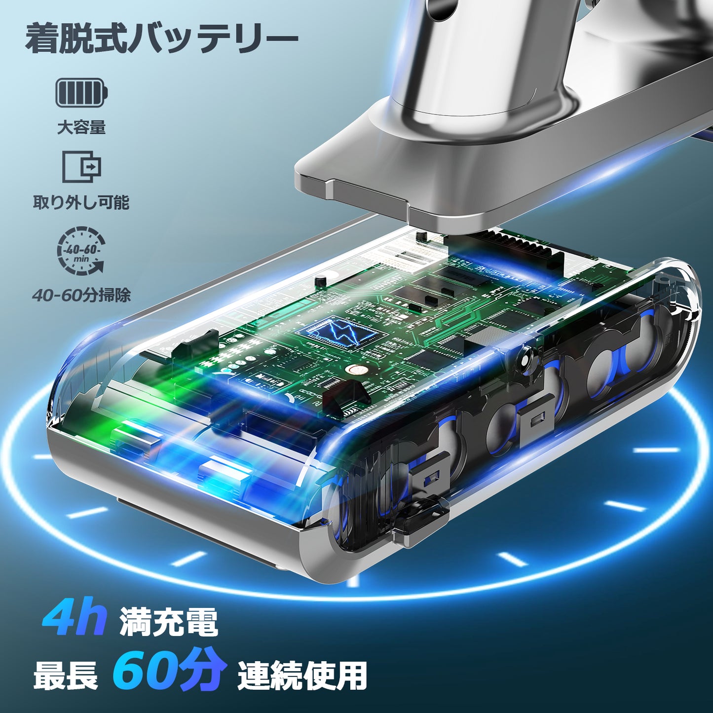 掃除機 コードレス【11月新登場！65Kpa強力吸引&収納充電スタント付き】 コードレス掃除機 LEDライト付き サイクロン式 700Ｗハイパワー 3段吸引力 LED液晶 軽量 伸縮パイプ 着脱式バッテリー 長時間稼働 カーペット/ソファー/カーテン/車